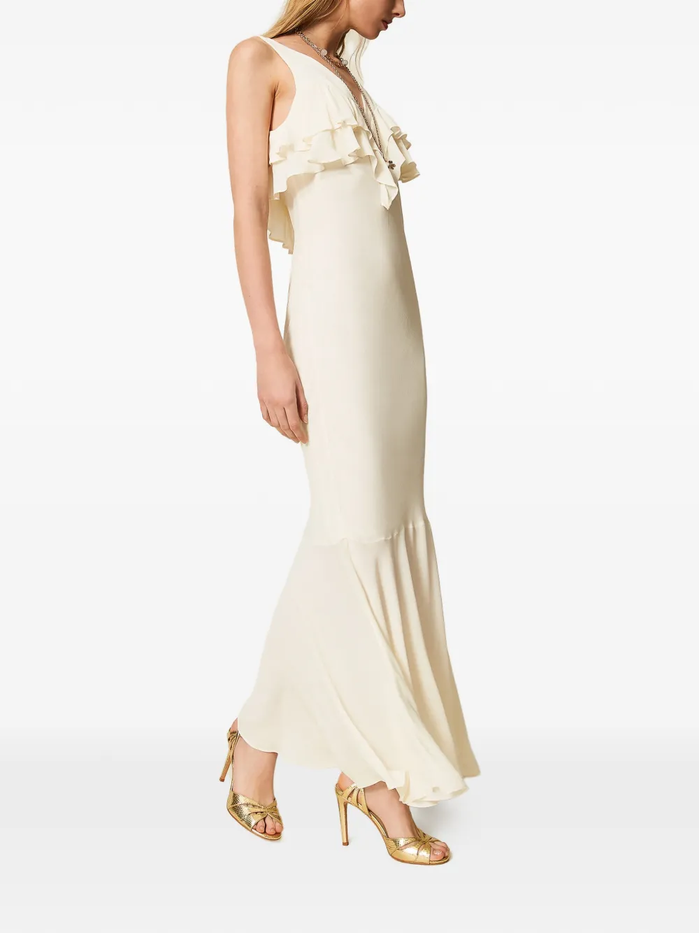 TWINSET Maxi-jurk met ruches Beige