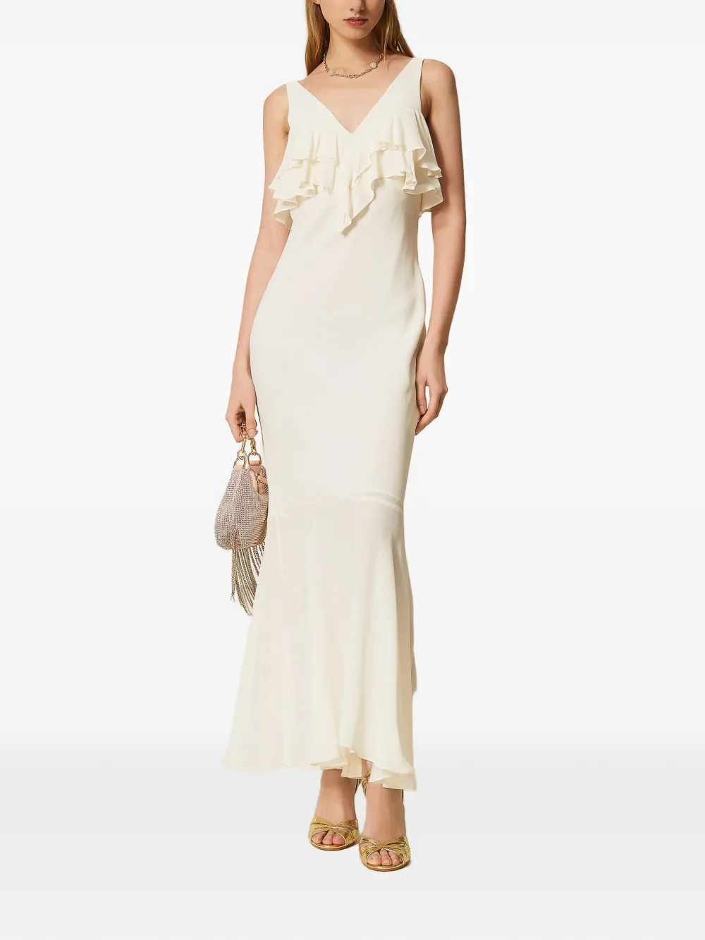 TWINSET Maxi-jurk met ruches Beige