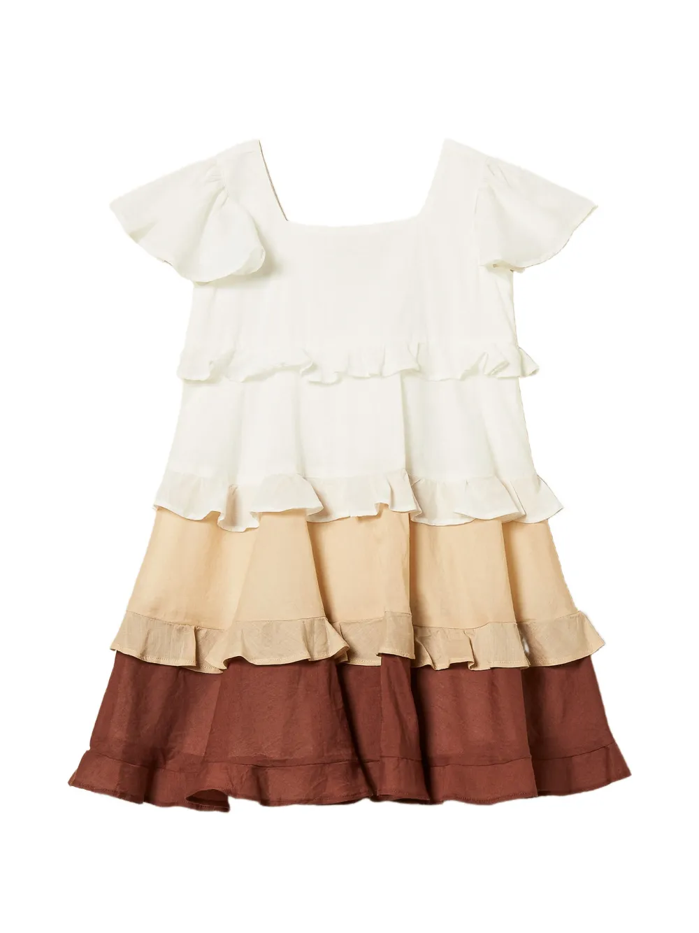 TWINSET Kids Mousseline jurk met ruches Beige