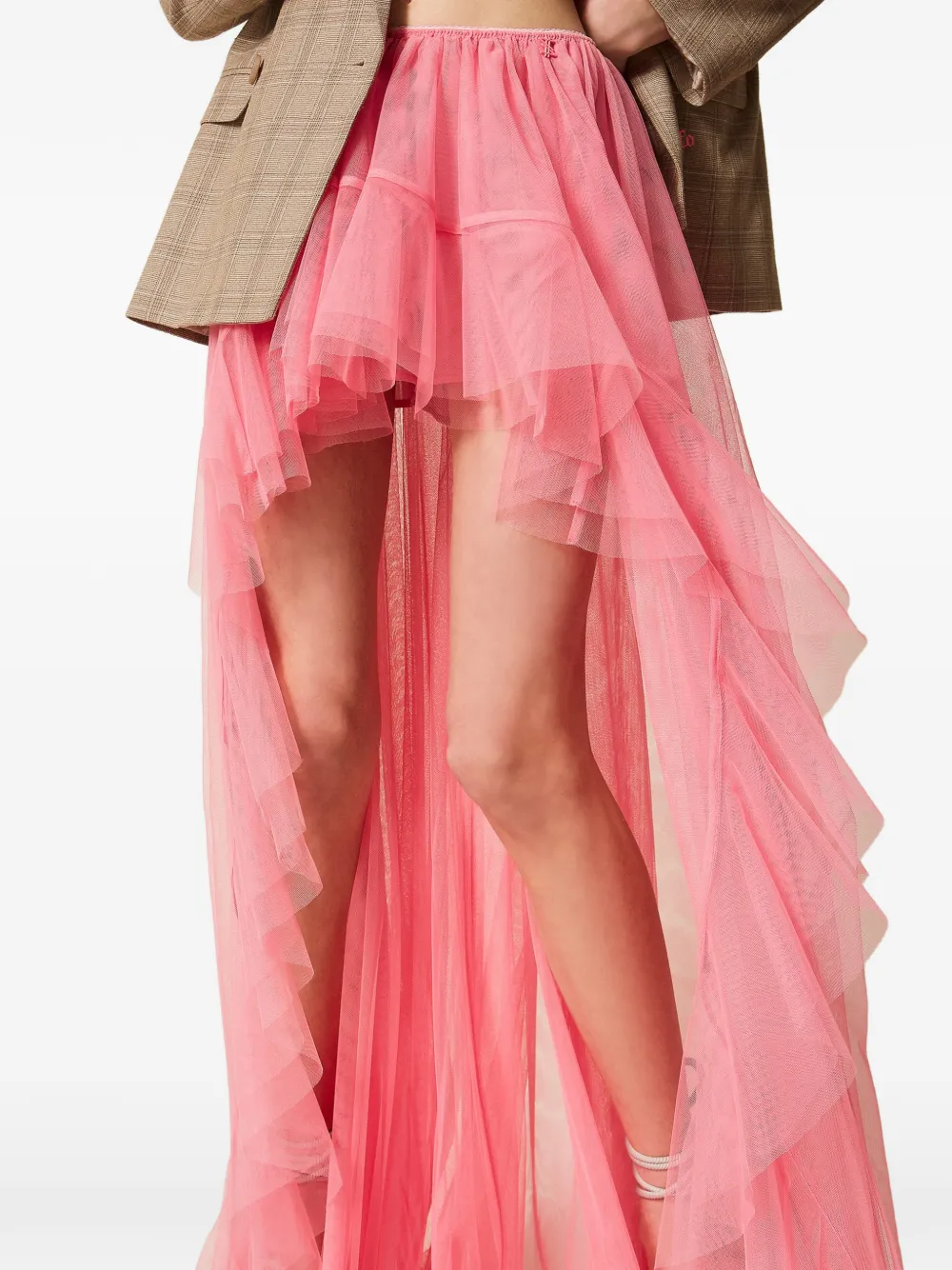 TWINSET x Myfo asymmetrische tulen rok Roze