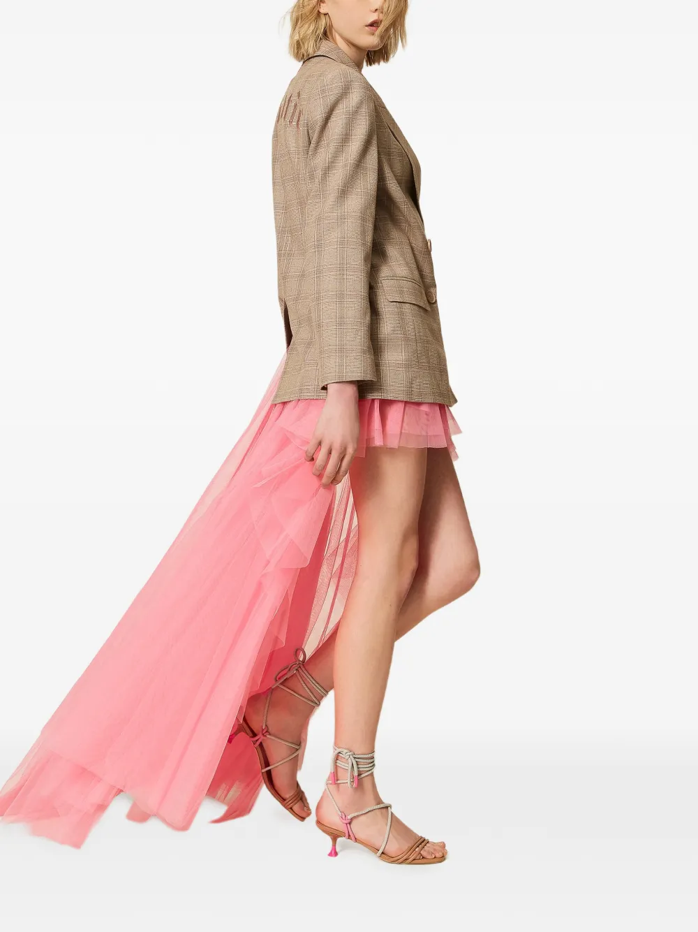TWINSET x Myfo asymmetrische tulen rok Roze