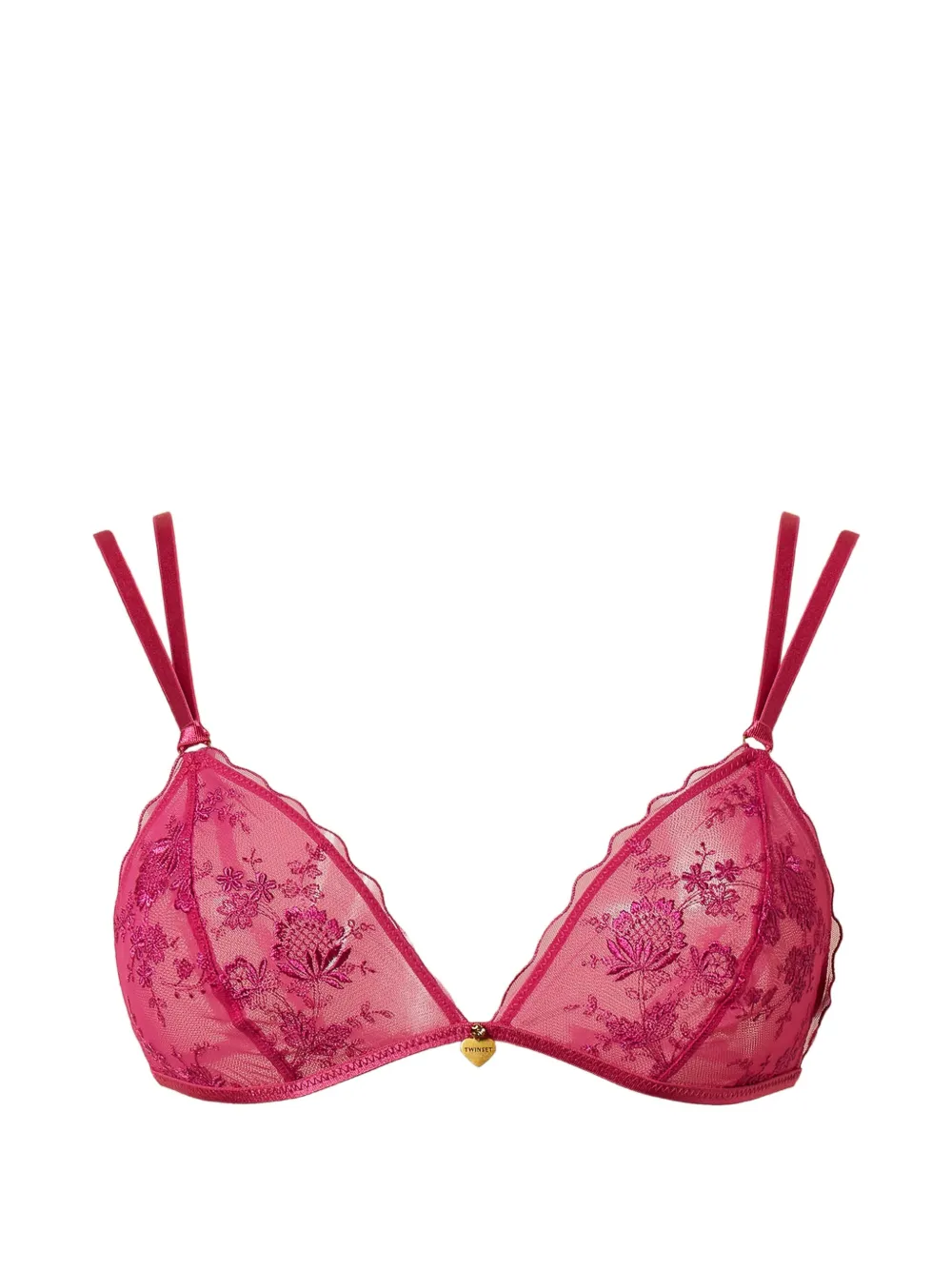 TWINSET floral tulle triangle bra - Rosa