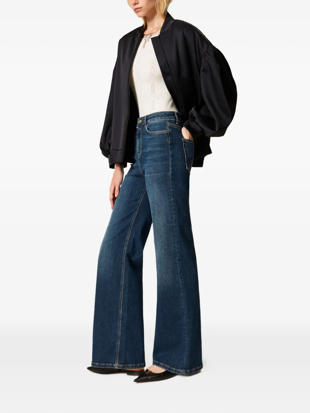  Twinset Five-pocket Wide-leg Jeans - Blue 
