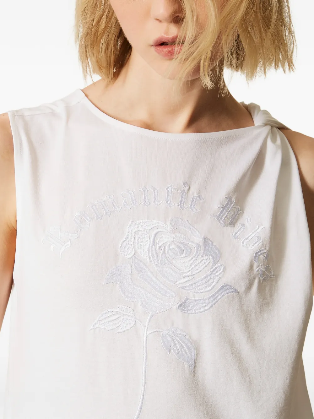 TWINSET x Myfo top met geborduurde roos Wit