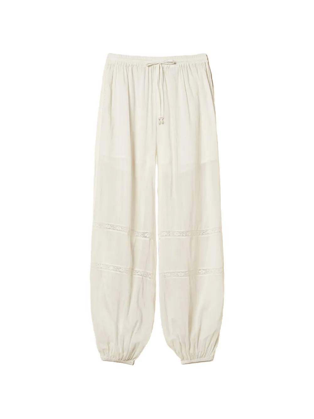 TWINSET lace-insert muslin trousers - Bianco