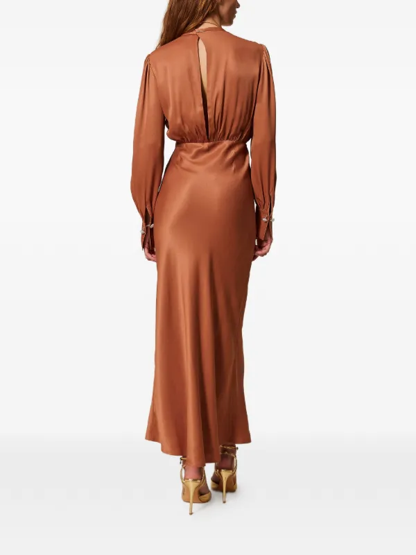 satin brown dress long sleeve Chance Long Sleeve Mini Dress main image 0