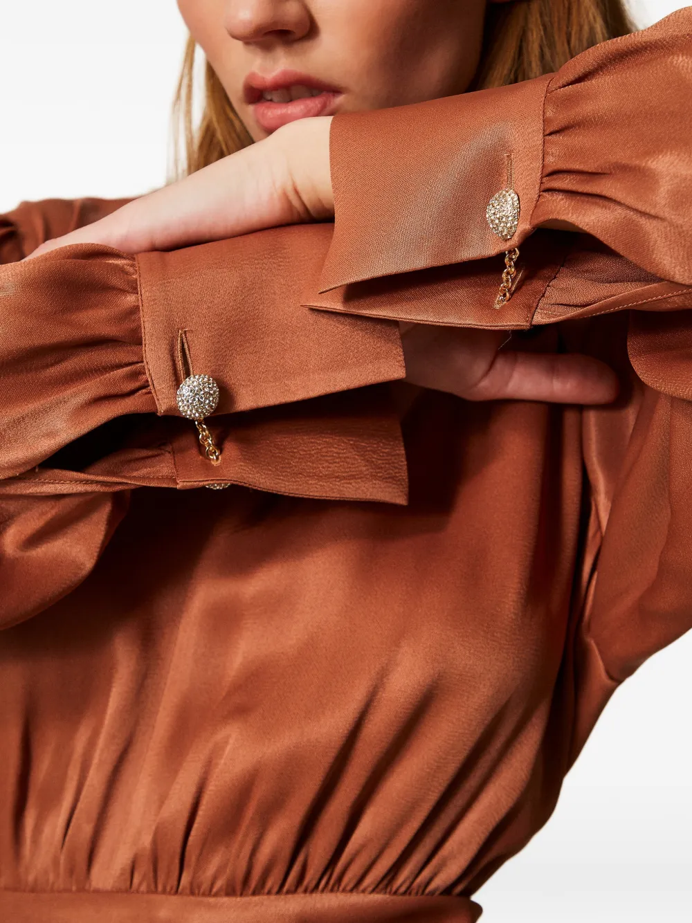 TWINSET Satijnen maxi-jurk Bruin