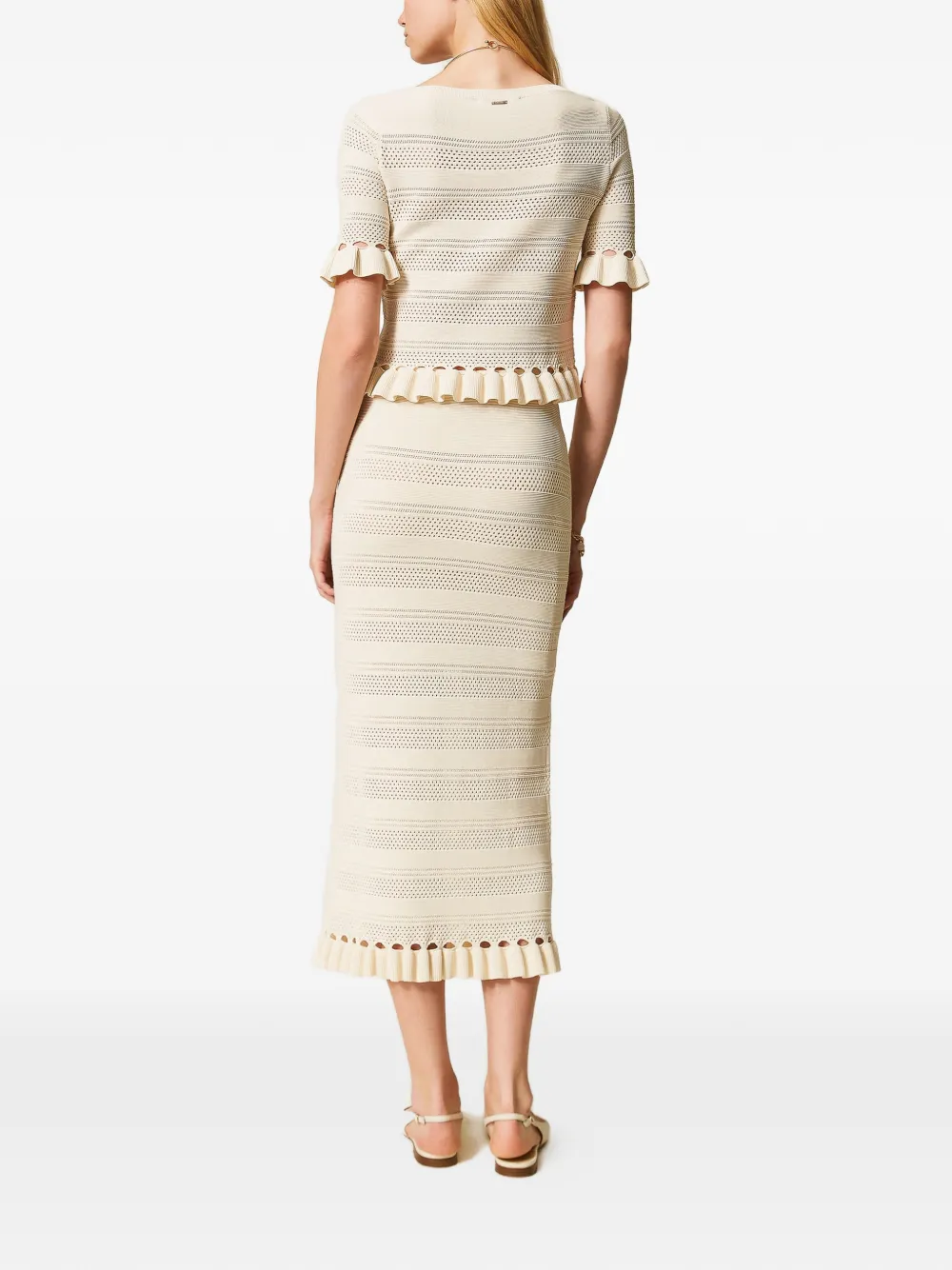 TWINSET Gebreide midi-rok met ruches Wit