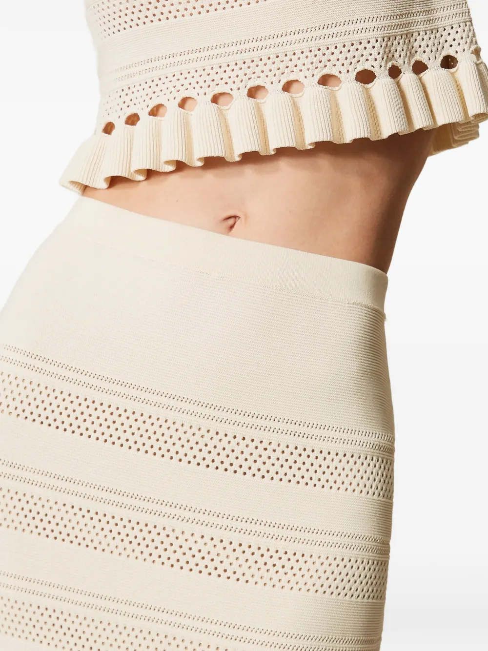 TWINSET Gebreide midi-rok met ruches Wit