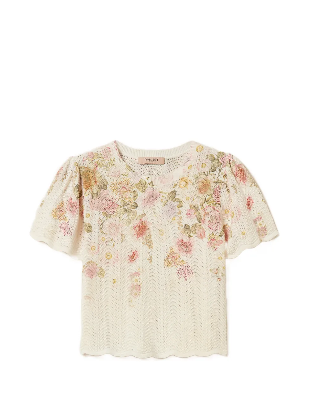 TWINSET floral-pattern knitted top - Toni neutri