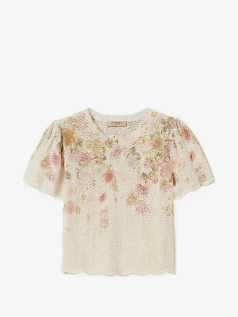 TWINSET linen blend floral jumper