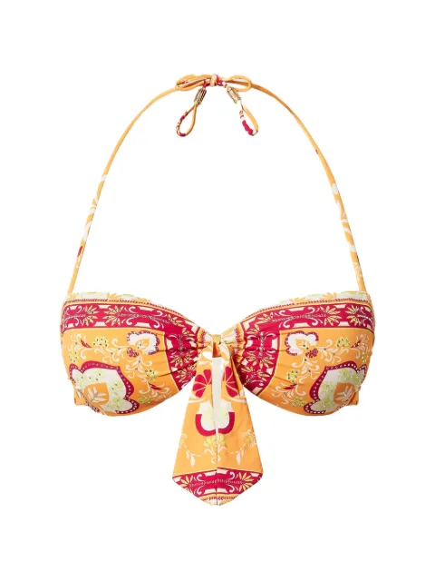 TWINSET bandeau bikini top with print and rhinestones