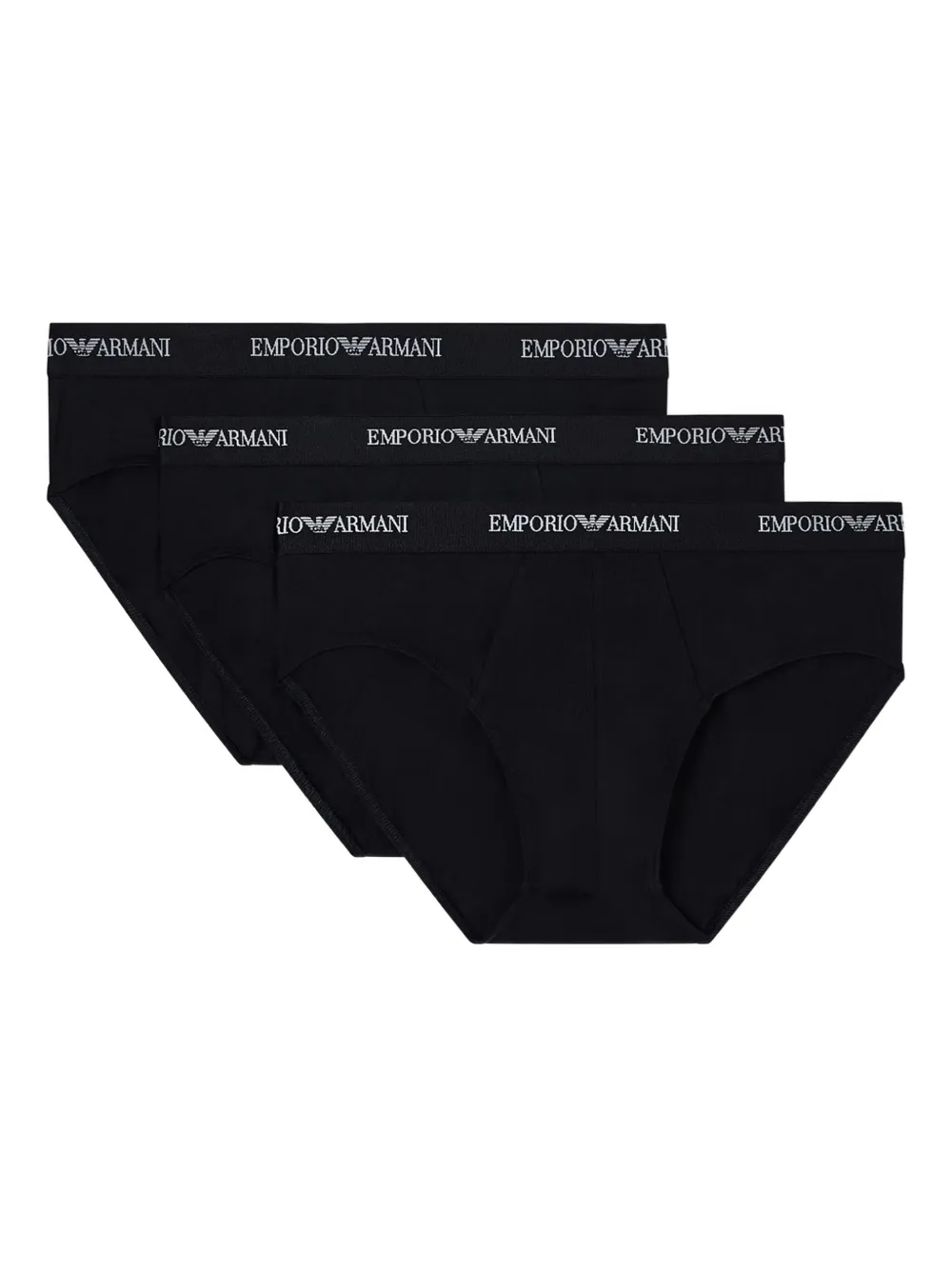 Emporio Armani log-detailed elasticated-waistband briefs (pack of three) - Nero