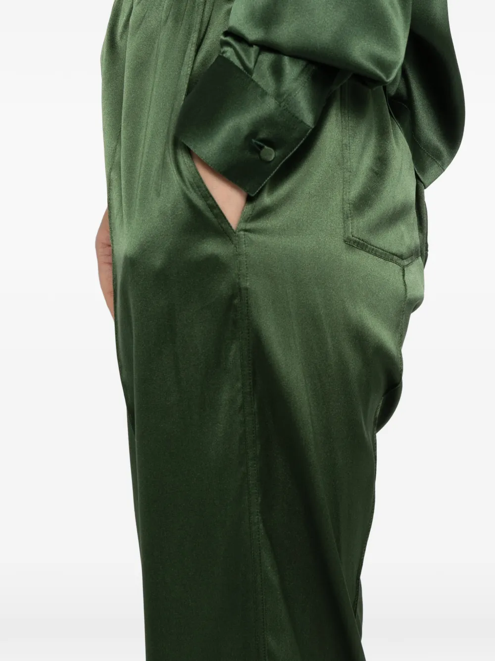 Tom Ford Satin Trousers In Green