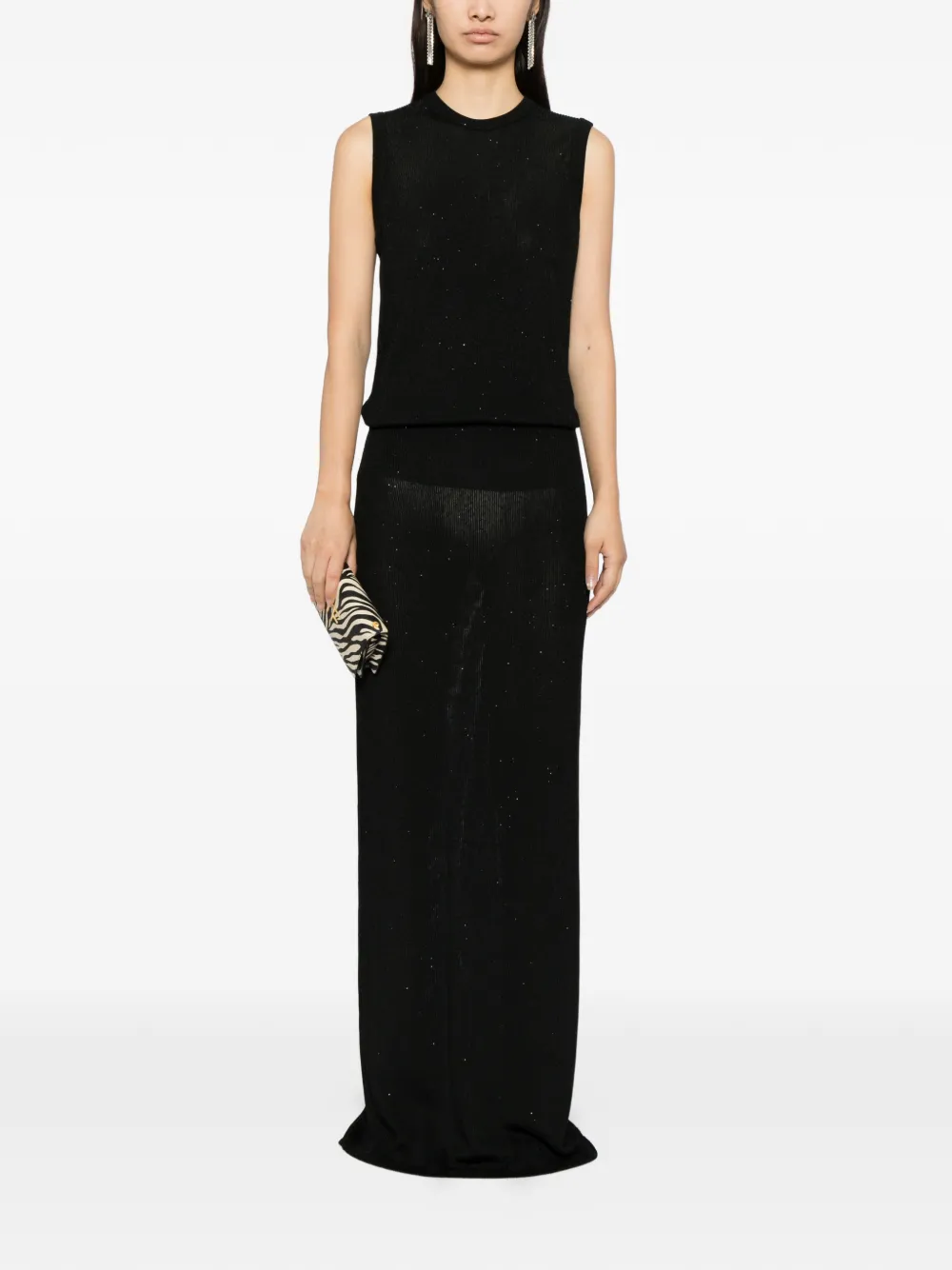 Tom Ford Sequin-embellished Ribbed Tank Top In Black