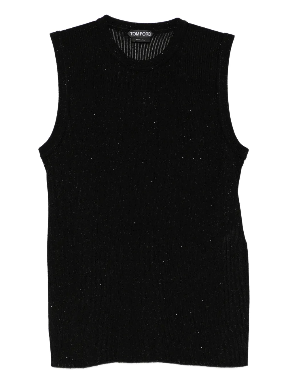 TOM FORD Top crop a coste con paillettes - Nero
