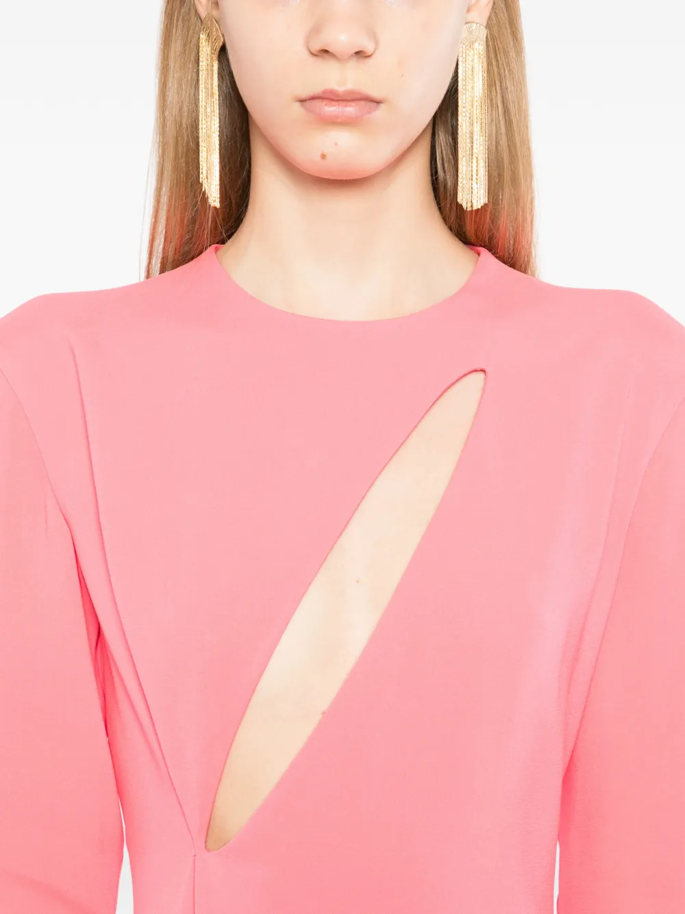 TOM FORD Uitgesneden maxi-jurk met lange mouwen Roze