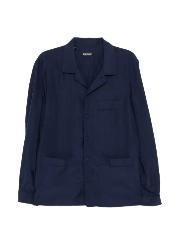 Tom Ford Lightweight Lyocell Pajama Shirt in Blue