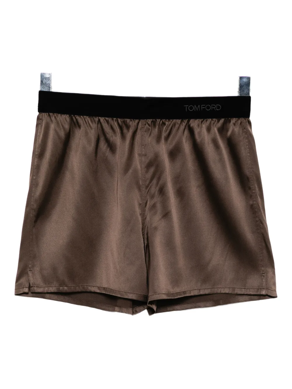 Tom Ford Satin Shorts In Brown