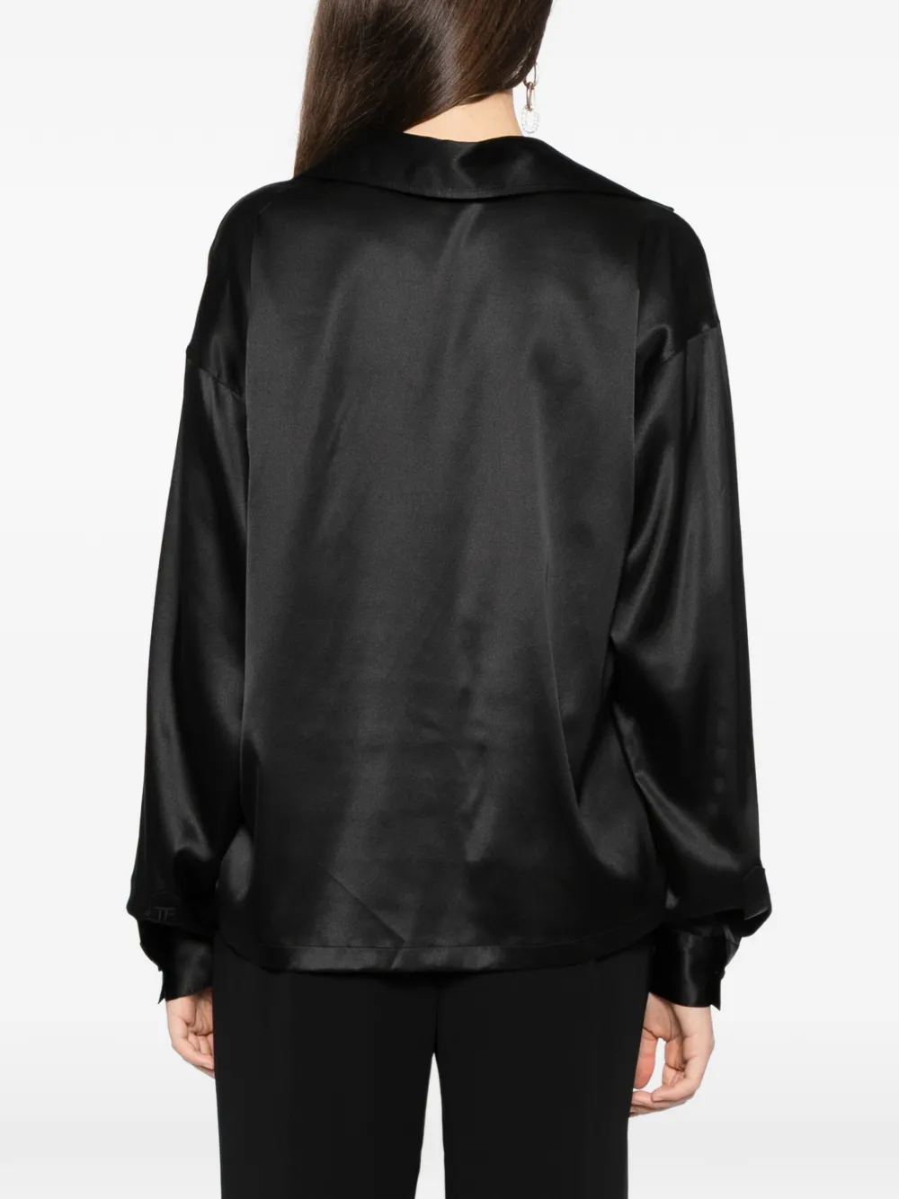 TOM FORD Blouse met satijnen afwerking en lange mouwen Zwart