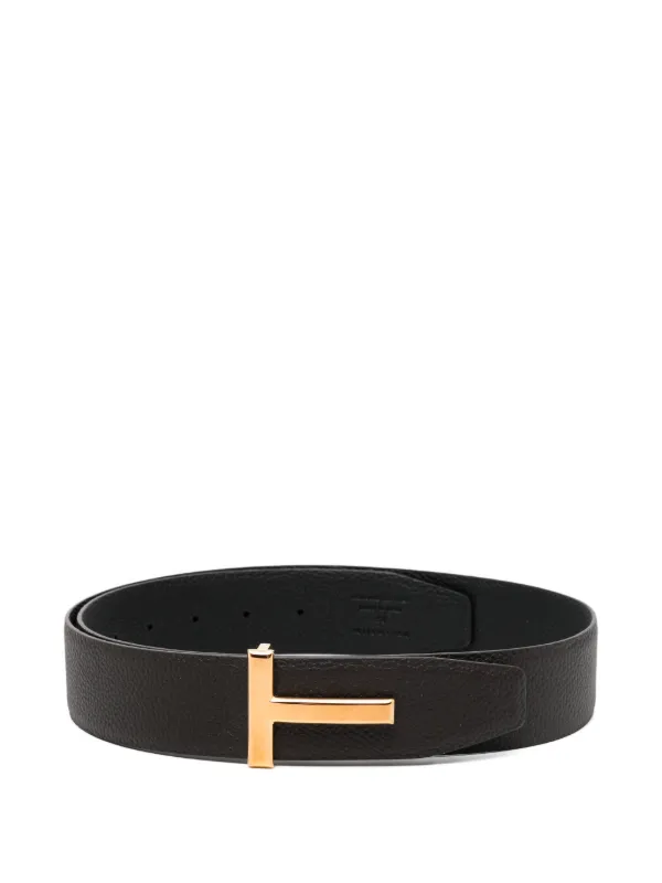 Tom Ford Grain Leather T-icon Belt in Brown