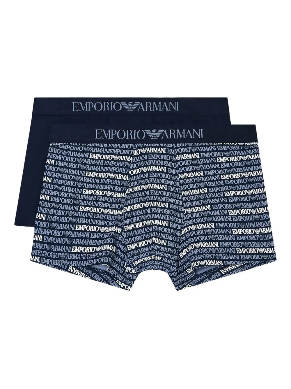 Emporio Armani logo-lettering stretch-jersey boxers (pack of two) - Blu