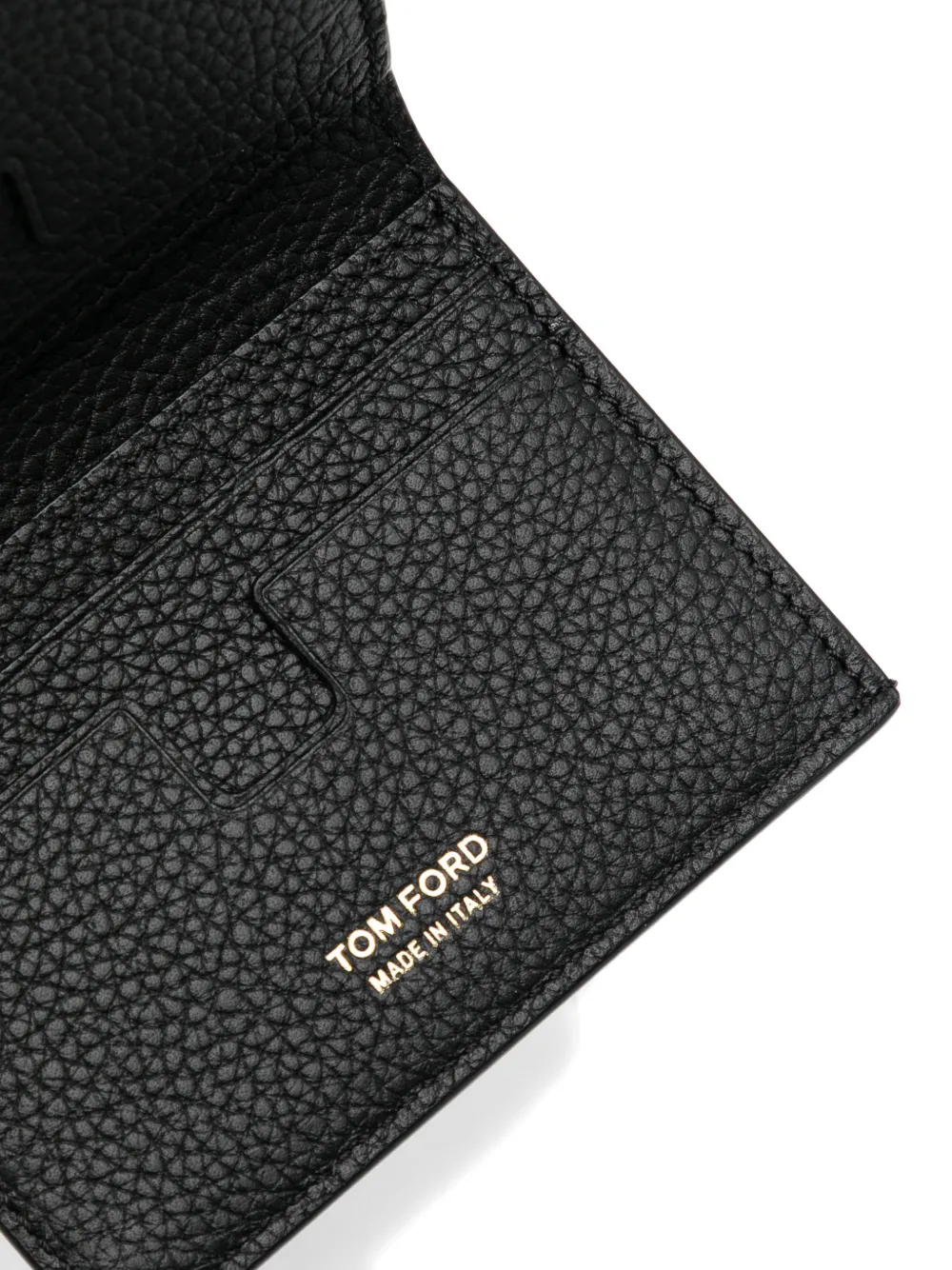 Tom Ford Black Card Holder With Embossed Logo Lettering On The Front In Grained Leather Man In Black