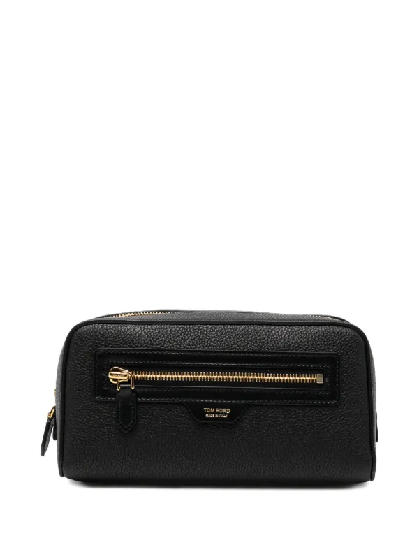 TOM FORD トムフォード スエード調 レザー ポーチ ウォッシュバッグ TOM FORD レザー トラベルポーチ | ブラック | FARFETCH JP