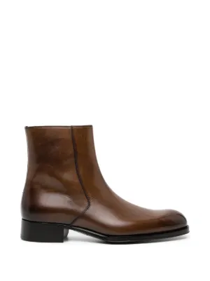 TOM FORD Zip Leather Boots | Brown | FARFETCH CA