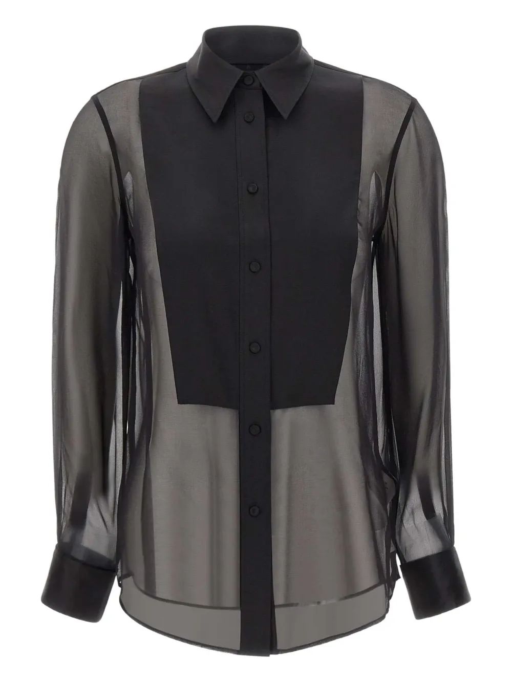 Filippa K buttoned-up sheer shirt | Black | Image 1