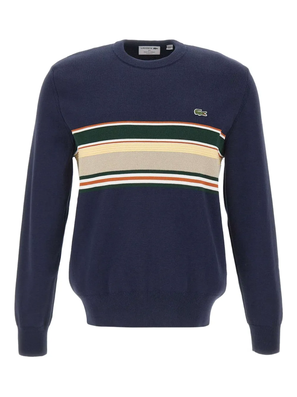 Lacoste textured-stripes logo-embroidered sweater - Blau