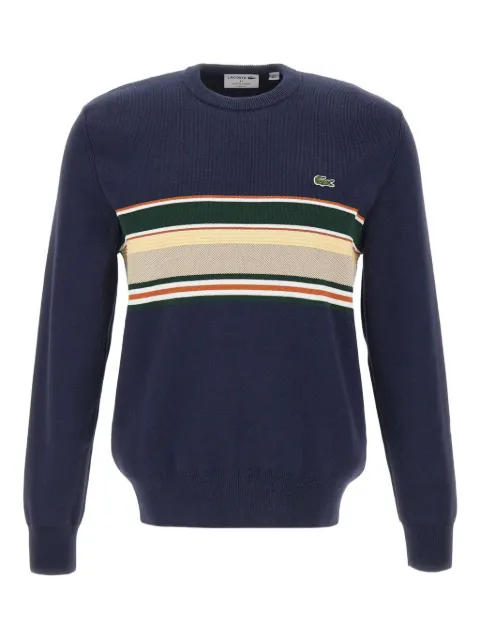 Lacoste textured-stripes logo-embroidered sweater