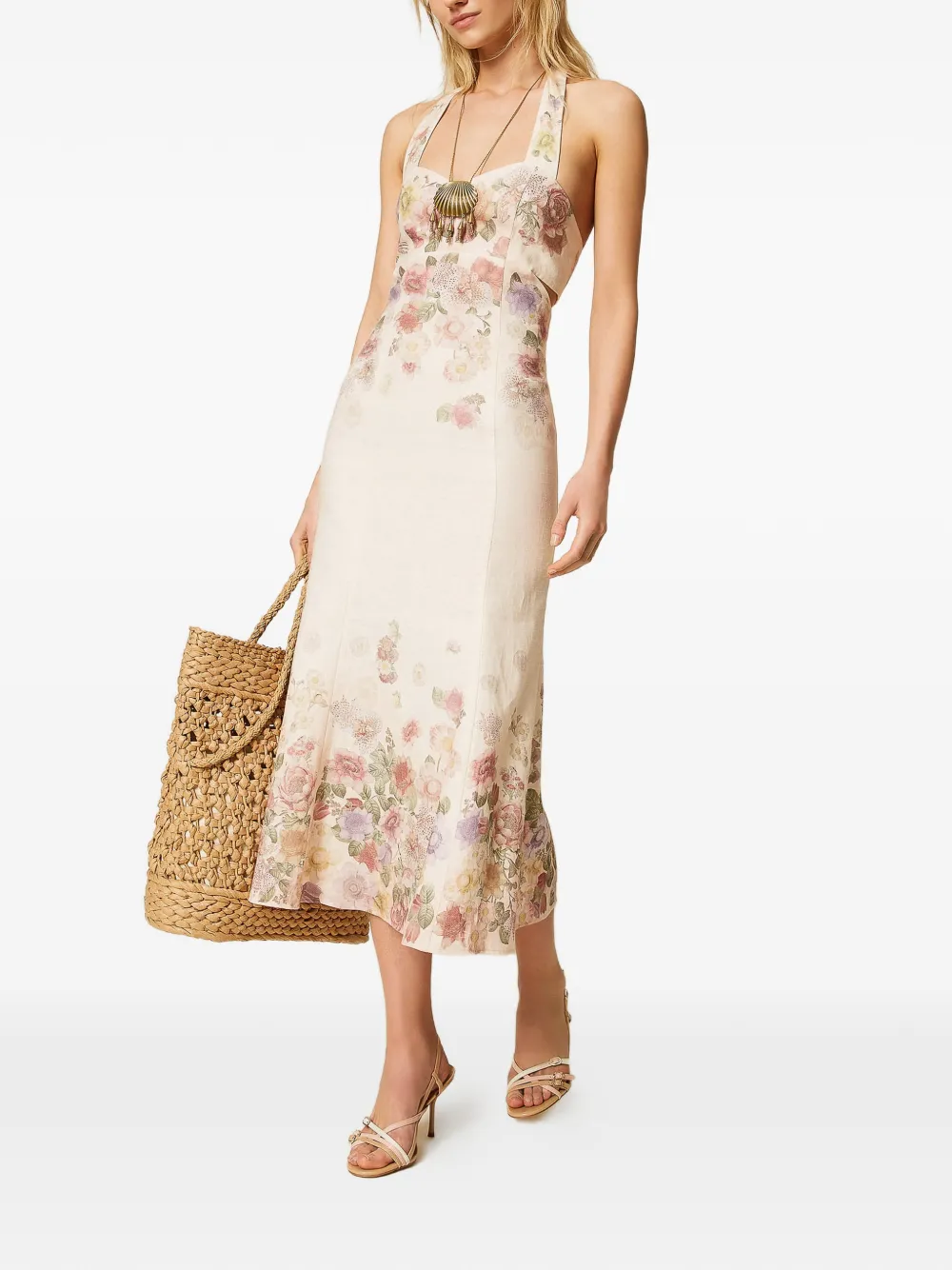 TWINSET Jurk met bloemenprint Beige