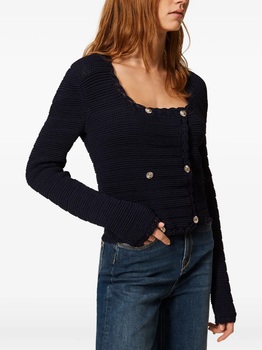  Twinset Crochet-knit Cardigan - Blue 