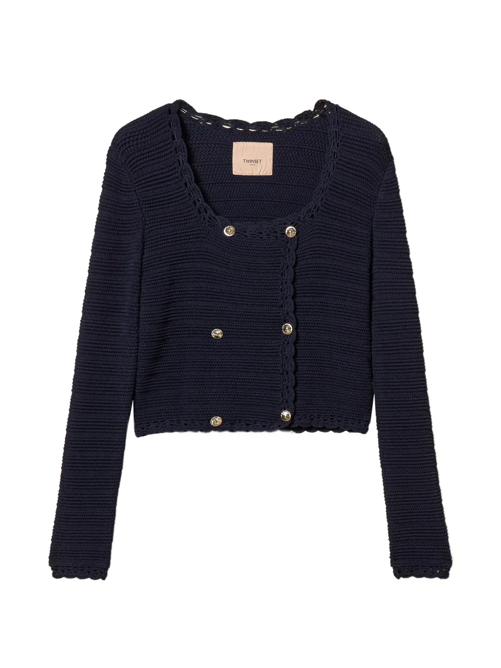 TWINSET Cardigan con lavorazione all'uncinetto - Blu