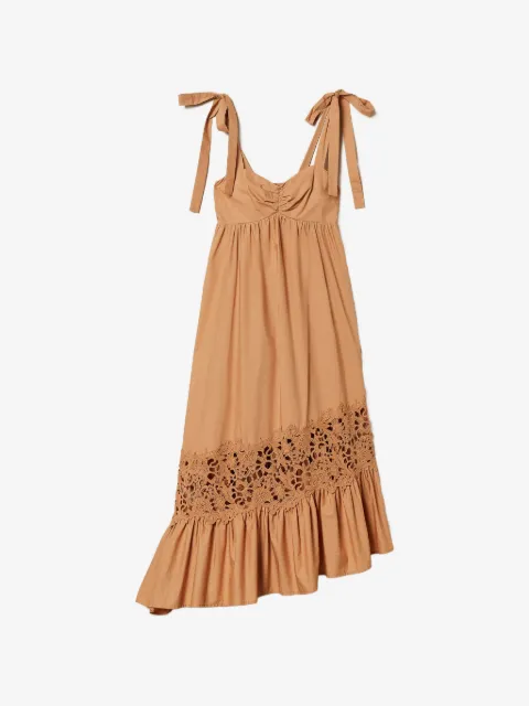 TWINSET poplin midi dress with macramé