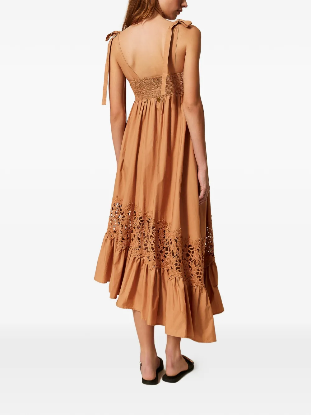 TWINSET Macramé asymmetrische midi-jurk Beige
