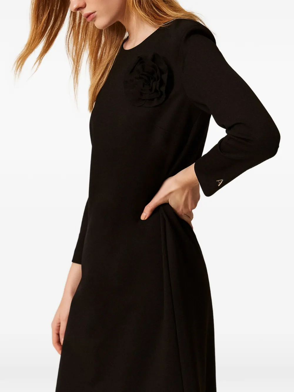 TWINSET Mini-jurk met bloemenbroche Zwart
