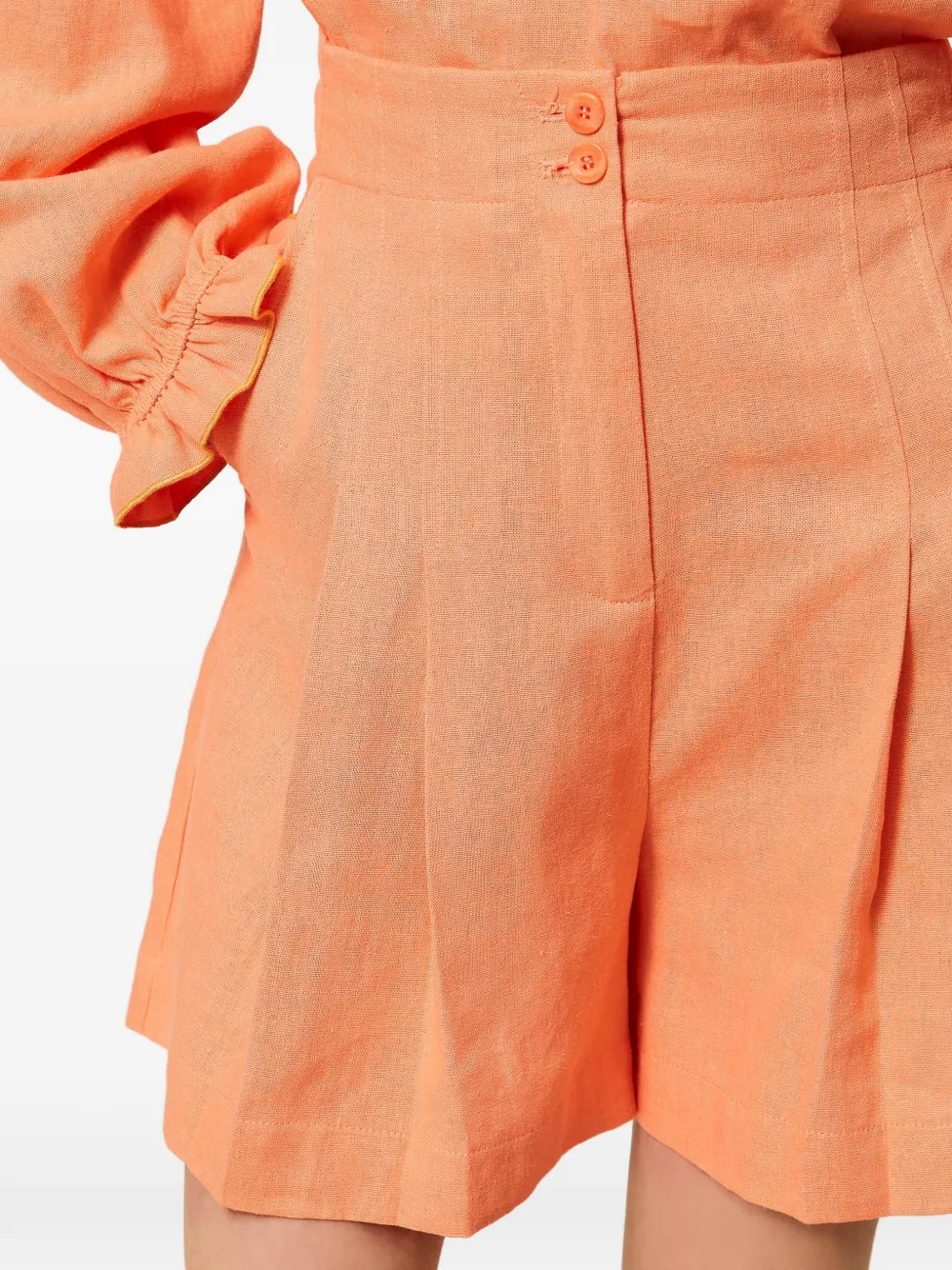 TWINSET Shorts van linnenblend met plooien Oranje