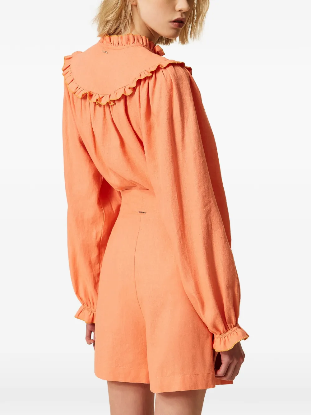 TWINSET Shorts van linnenblend met plooien Oranje