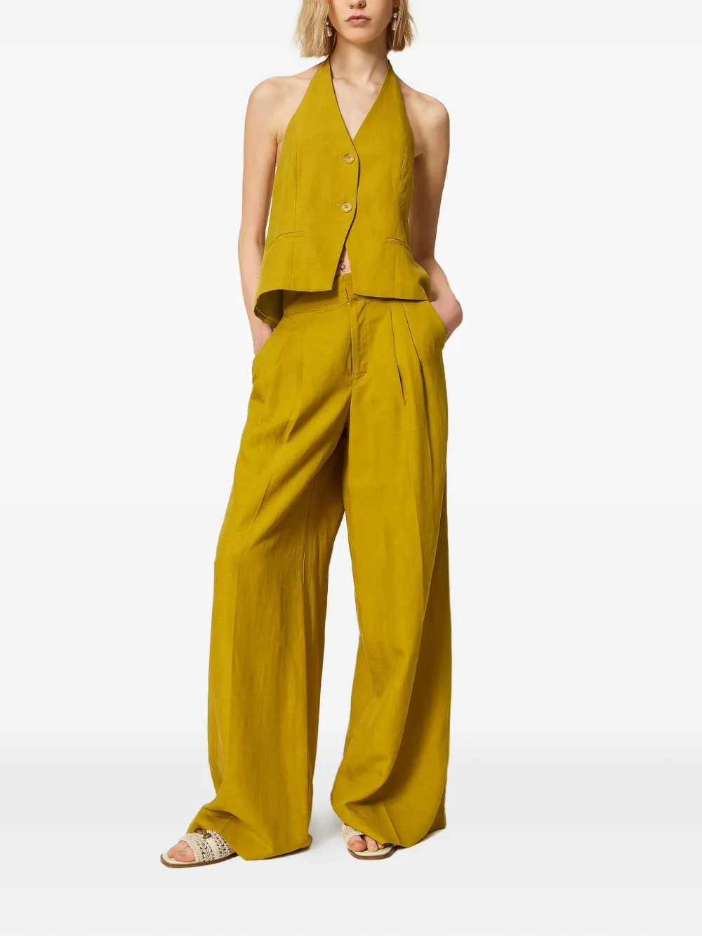 TWINSET Broek met wijde pijpen Groen