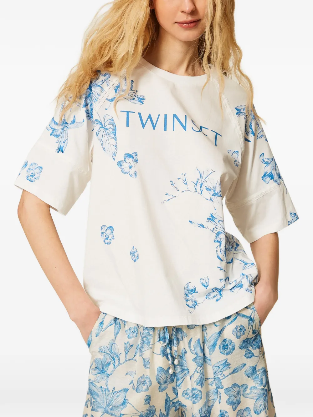 TWINSET T-shirt met bloemenprint Wit