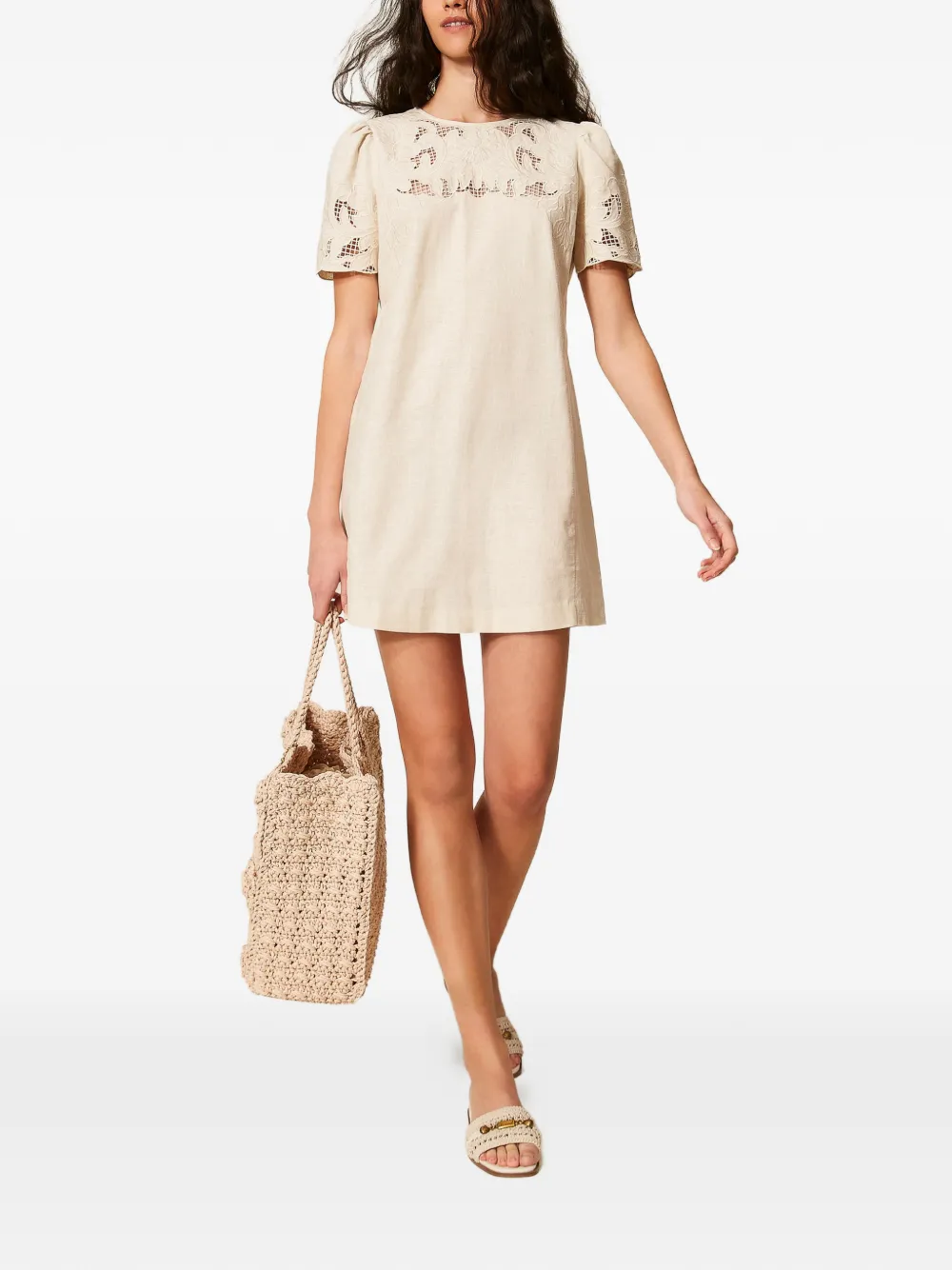 TWINSET Mini-jurk met borduurwerk Beige