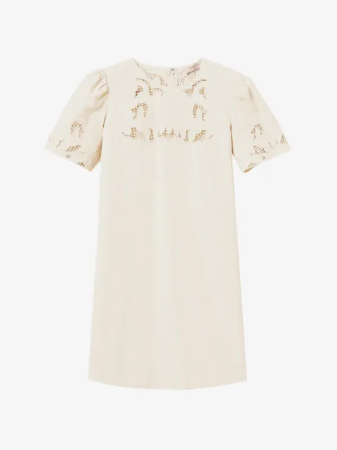 TWINSET short linen blend dress with embroidery