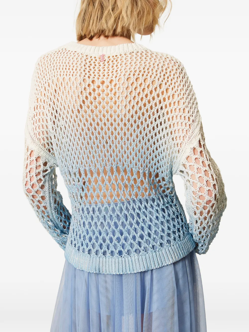 TWINSET x Myfo opengewerkte trui met geleidelijke print Wit