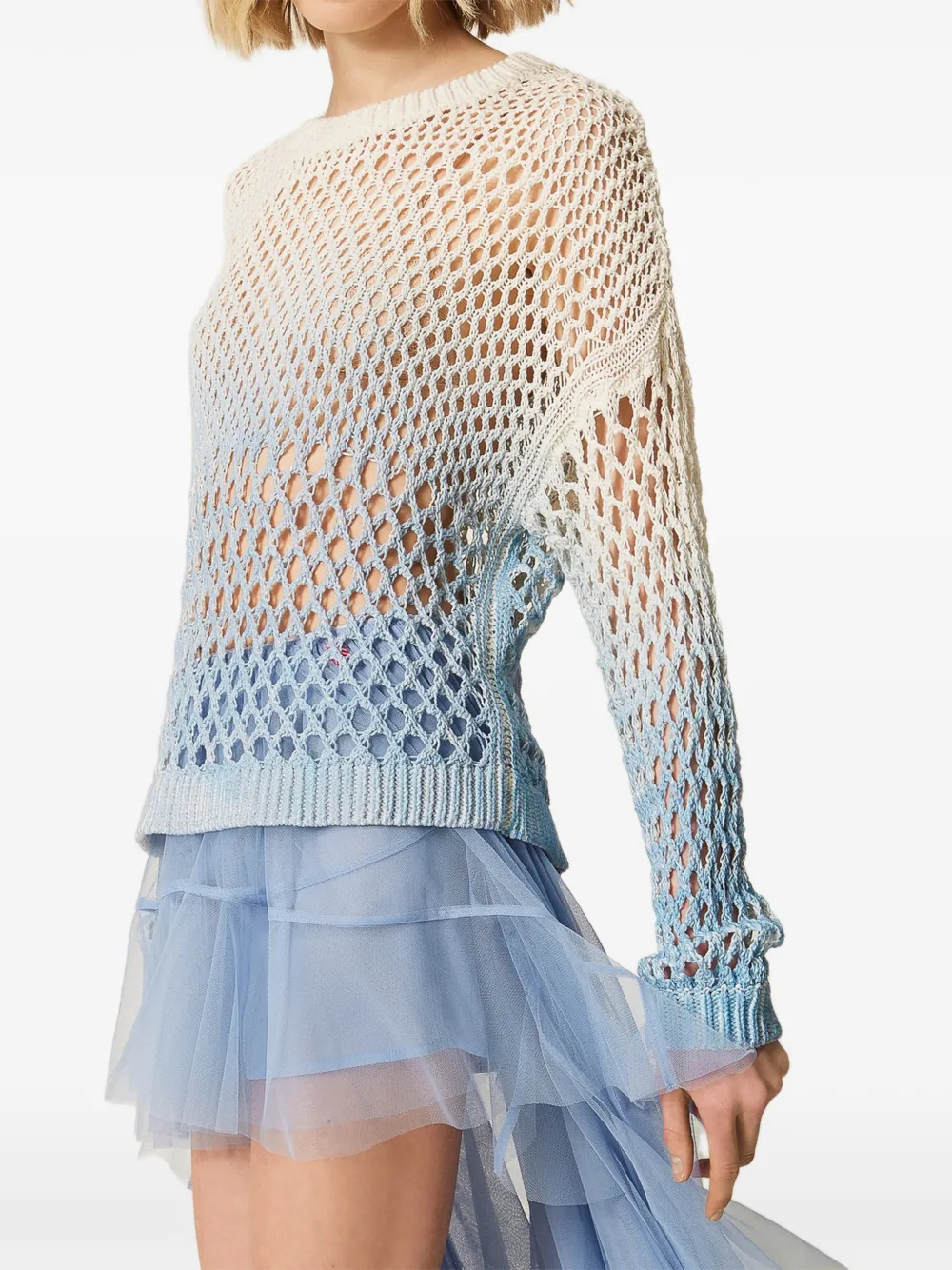TWINSET x Myfo opengewerkte trui met geleidelijke print Wit