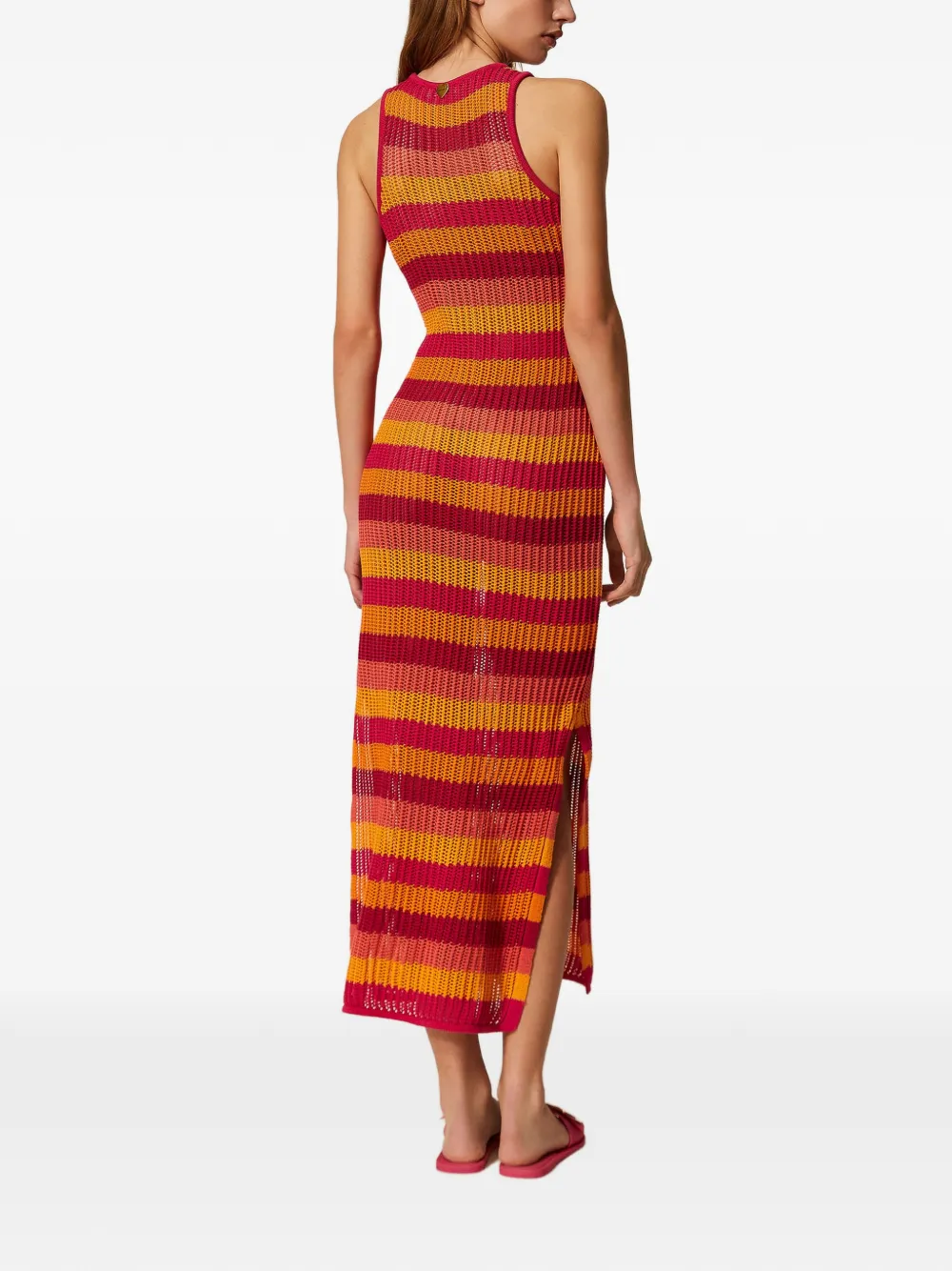 TWINSET Gestreepte midi-jurk Rood