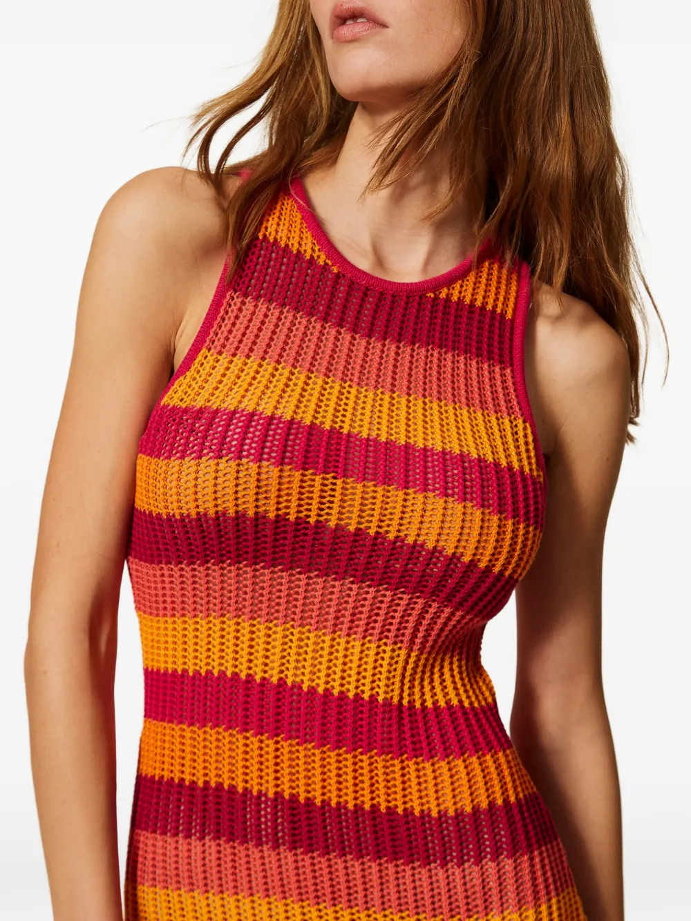TWINSET Gestreepte midi-jurk Rood