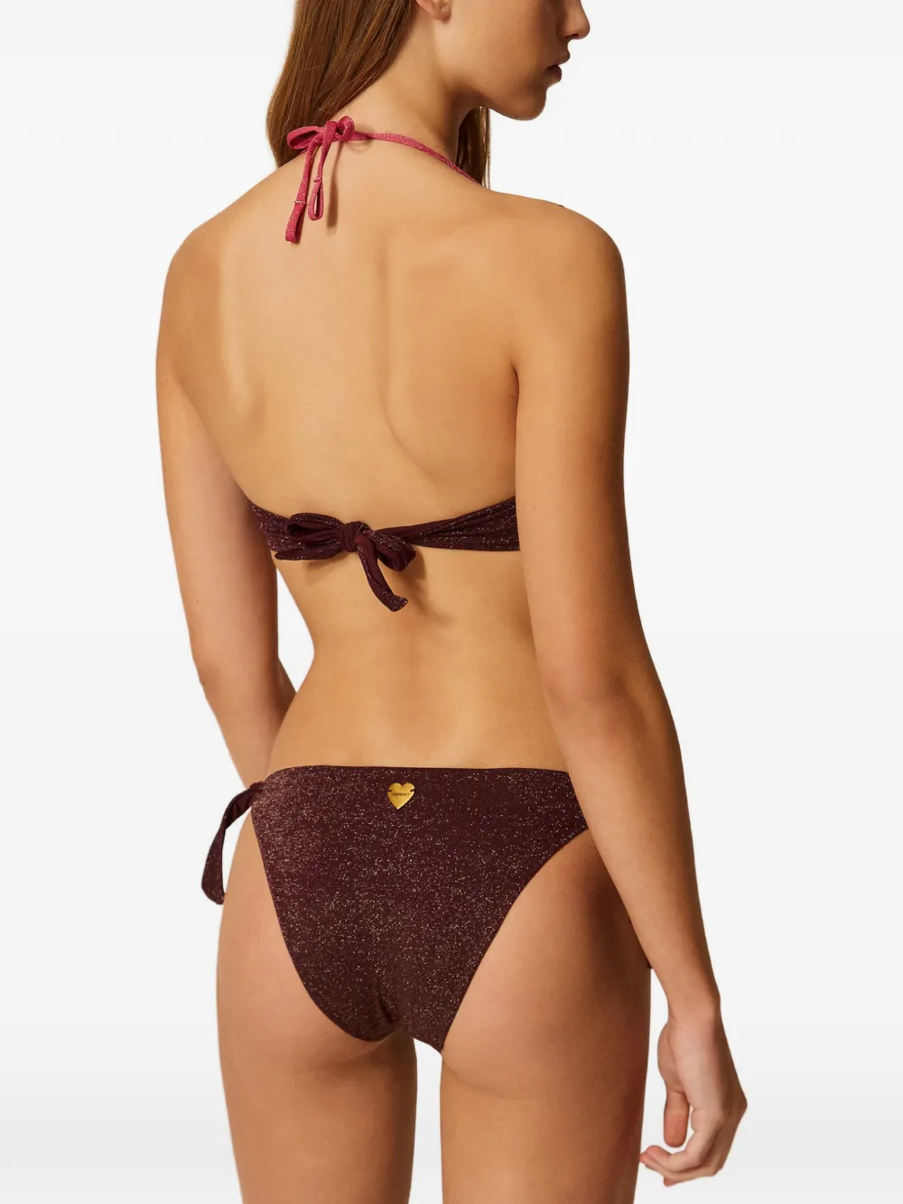TWINSET Tweekleurige bandeau bikinitop met lurex Roze