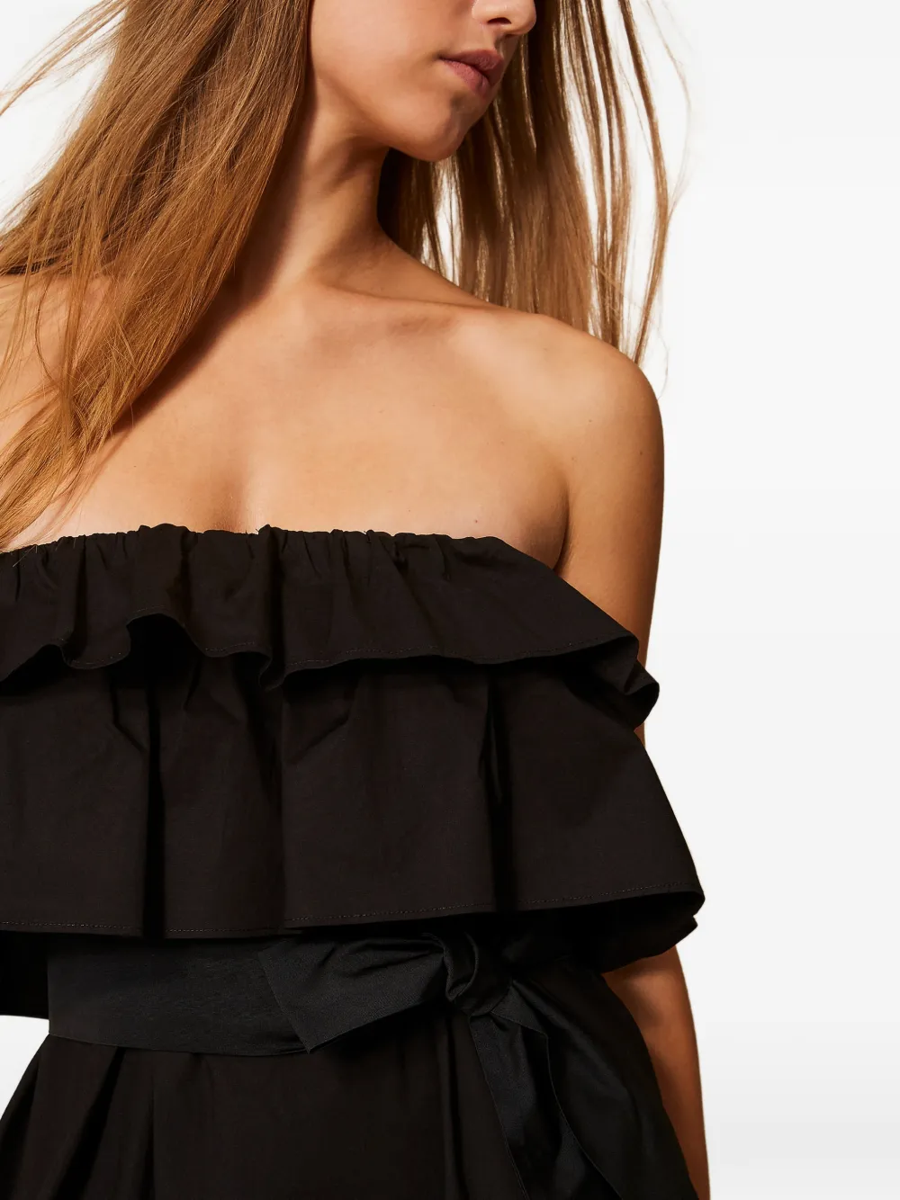 TWINSET Off-shoulder midi-jurk Zwart
